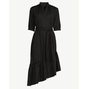 Asymmetric Ruffled MIDI Dress